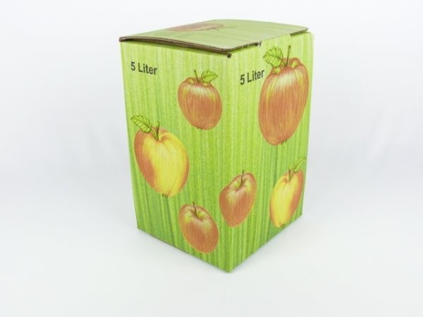 Karton Bag in Box 5 Liter Apfeldekor, Saftkarton, Faltkarton, Apfelsaft-Karton, Saftschachtel, Schachtel. - 1